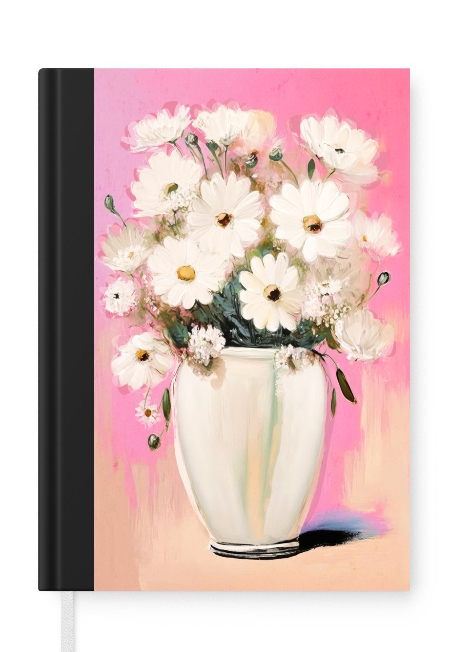 MuchoWow Notizbuch Blumen - Vase - Pflanzen - Weiß, Journal, Merkzettel, Tagebuch, Notizheft, A5, 98 Seiten, Haushaltsbuch