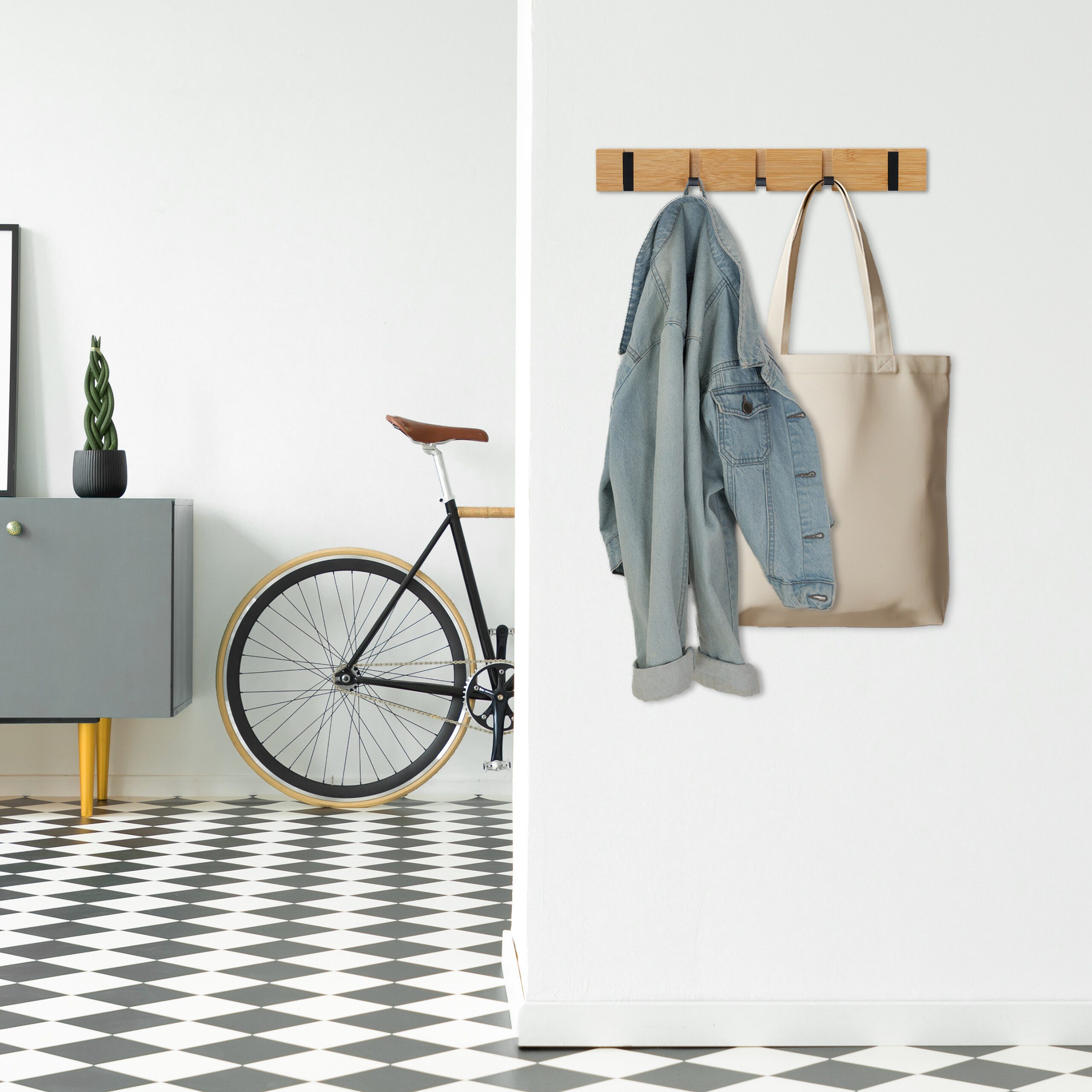 relaxdays Wandgarderobe Garderobenleiste mit klappbaren Haken, günstig online kaufen
