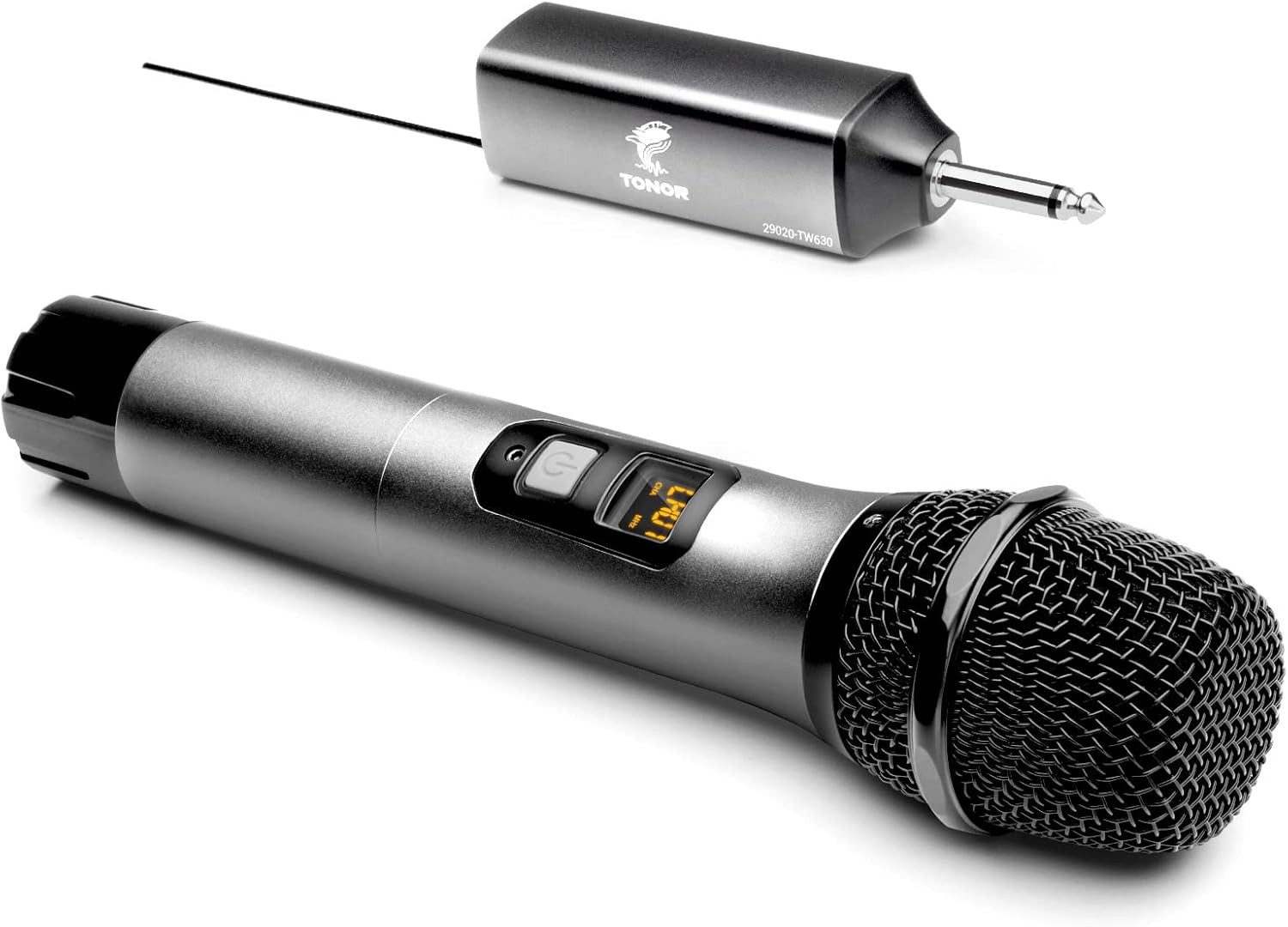 TONOR Mikrofon TW620 UHF Funkmikrofon Set kabellos 60 m 5 Kanäle Metall Plug & Play (Set, 2-tlg), UHF, 60 m Reichweite, 5 Frequenzkanäle, Metallgehäuse, Plug & Play