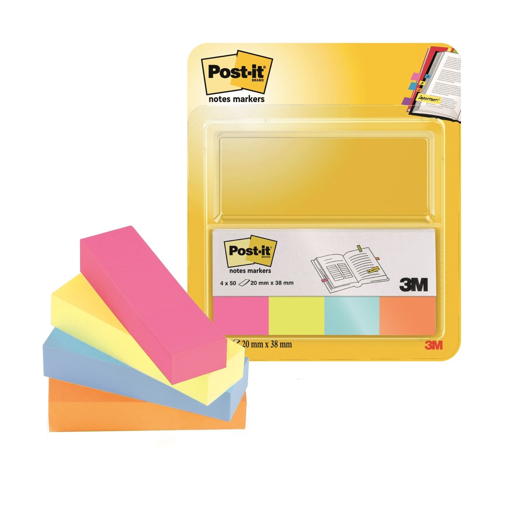Post-it® Druckerpapier Post-it Pagemarker 38 aus Papier, 20 x Neonfarben mm