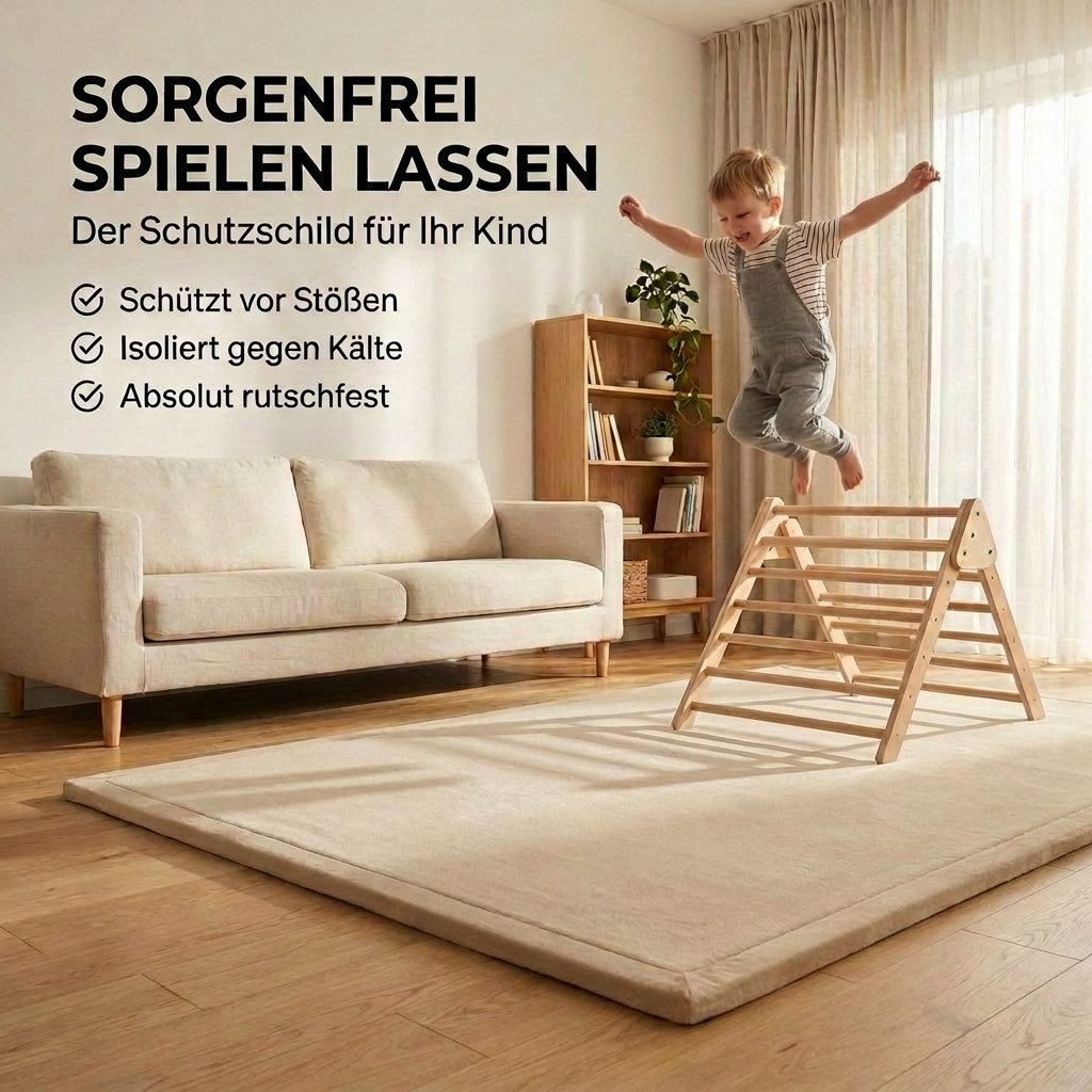 BabyBeFun Spielmatte [Extra Weich] 3cm dicke Krabbelmatte Baby, hochwertiger Memory-Schaum, Rutschfest, Deutsche Marke