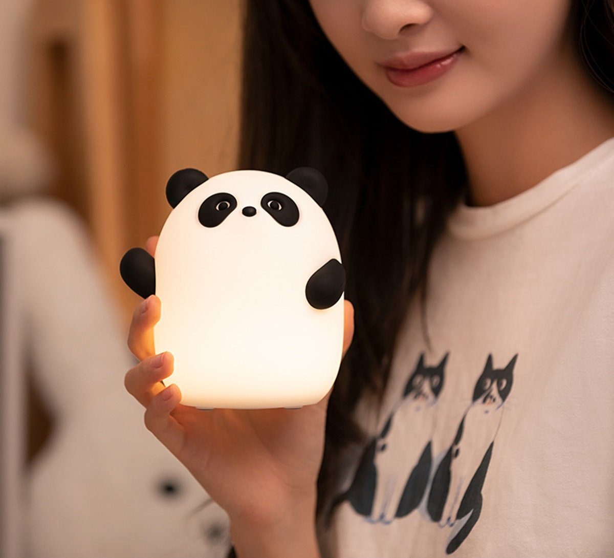 1W Helligkeitsstufen, 1200 DOPWii Nachttischlampe,Panda-Nachtlicht,3 mAh Nachtlicht