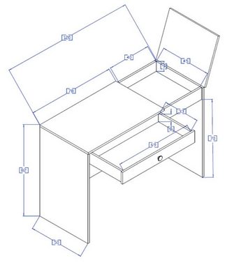 Feldmann-Wohnen Schreibtisch Nero (1 aufklappbare Tischplatte mit praktischem darunterliegenden Staufach, 1-St., 1 Schublade mit Rollenschubführung), 120cm artisan eiche / weiß matt mit grauen Knopfgriffen
