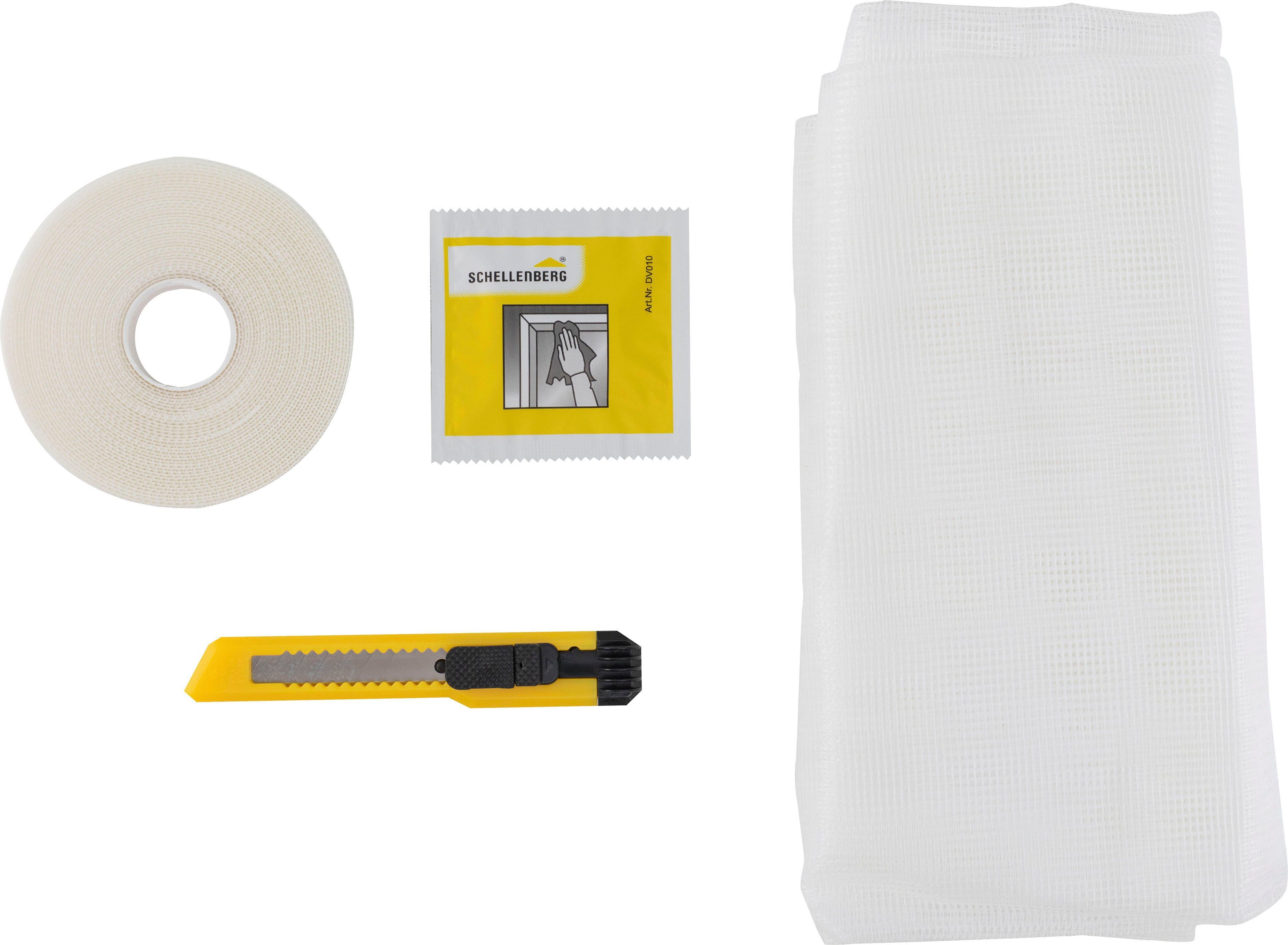 SCHELLENBERG Fliegengitter-Gewebe Insektenschutz und Mückenschutz für Fenster ohne bohren, (Set, 1-St), inkl. Befestigungsband, 150 x 180 cm, anthrazit und weiß