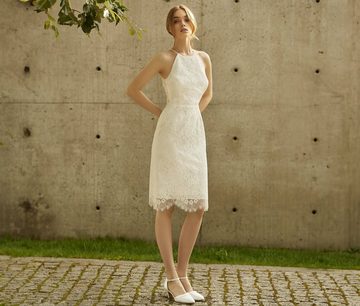 Bride Now! Brautkleid Kurzes Brautkleid aus Spitze mit hohem Kragen comfortable to wear, with floral motifs