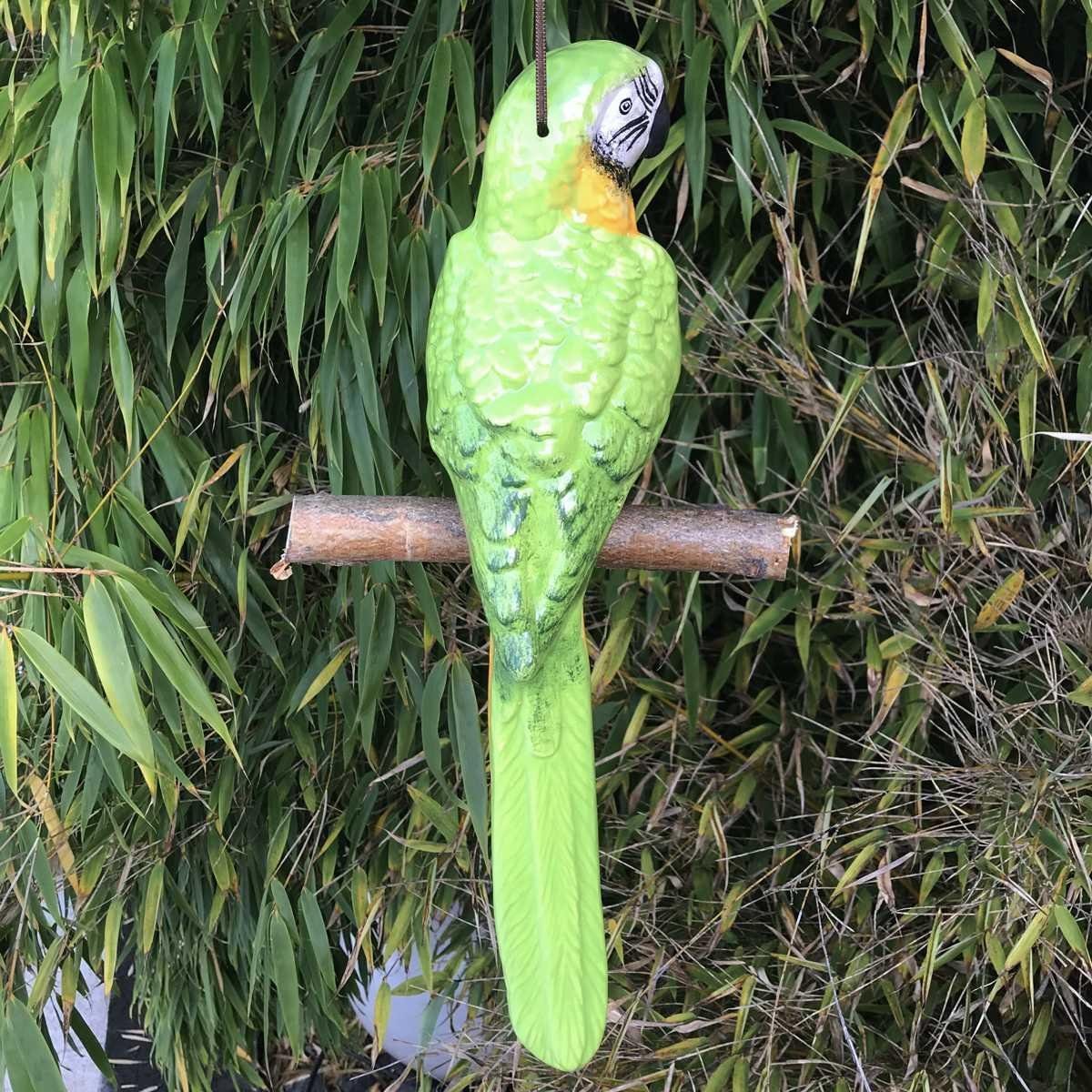 Tangoo Gartenfigur Tangoo Papagei Gefieder (Stück) grün-gelbem mit Hängen, zum Keramik