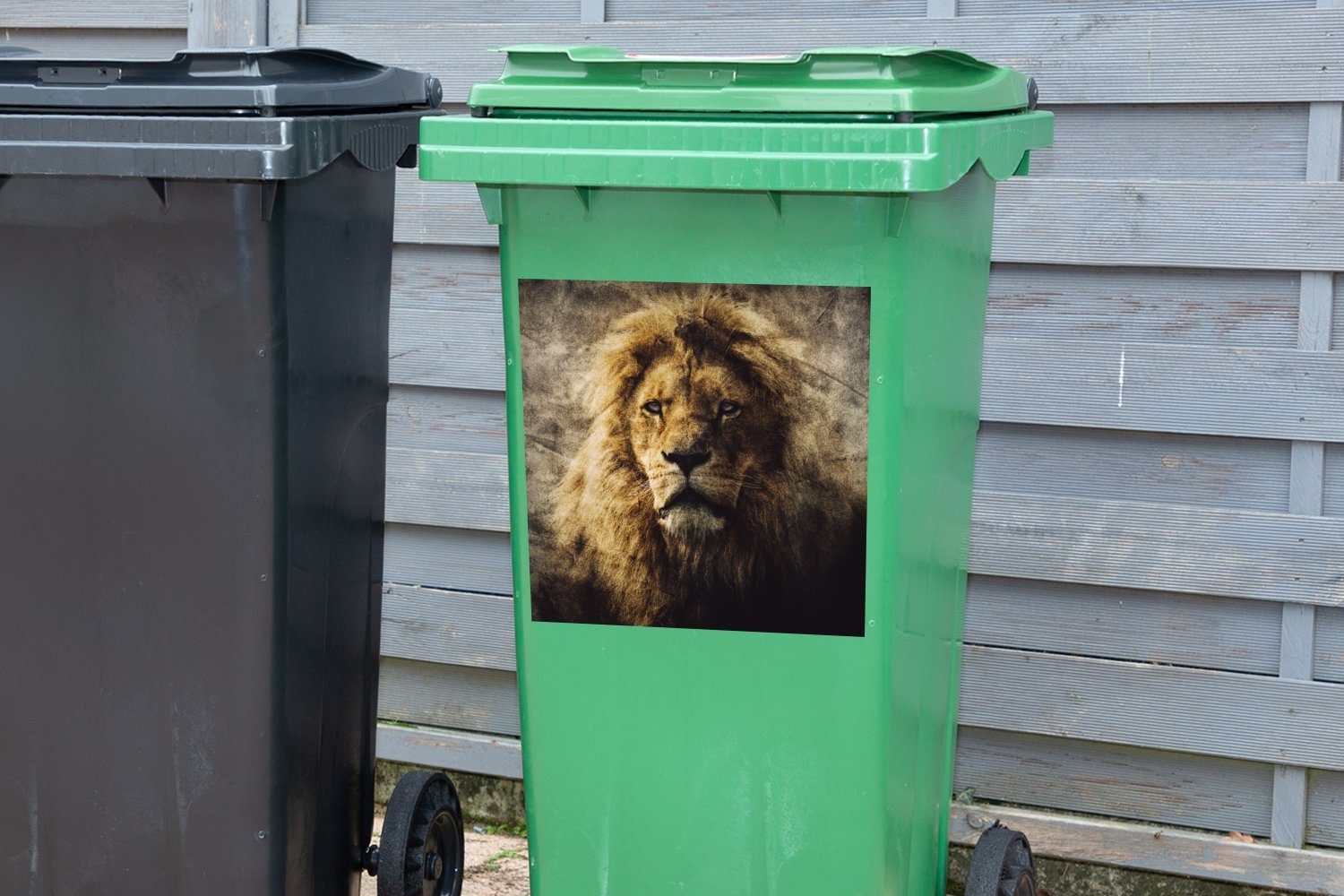 Sticker, Container, Mülleimer-aufkleber, St), - Wandsticker Mülltonne, Abfalbehälter Farbe (1 Abstrakt - Löwen MuchoWow
