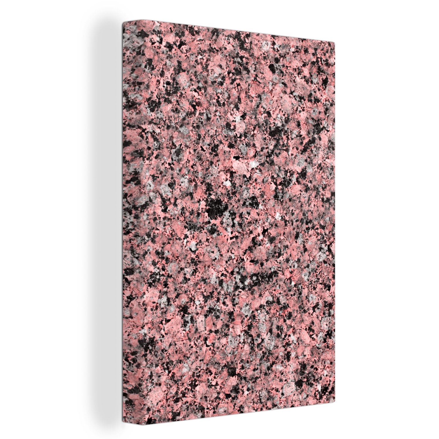 St), (1 Stein, Granit - Rosa fertig Zackenaufhänger, Leinwandbild OneMillionCanvasses® - Leinwandbild Schwarz Gemälde, bespannt cm 20x30 inkl. -