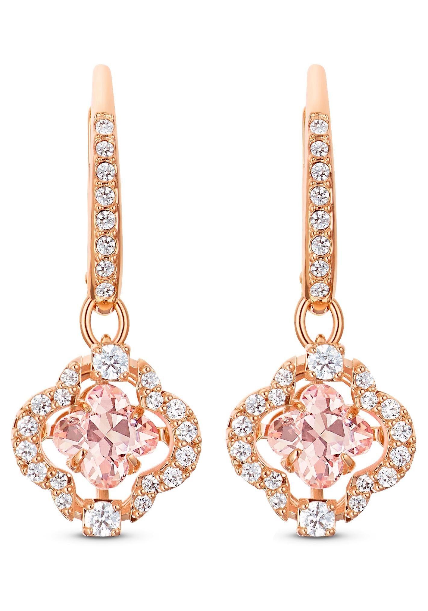 Swarovski Paar Серьги Glücksklee, Sparkling Dance Clover, rosa, Rosé vergoldet, 5516477, mit Swarovski® Kristall