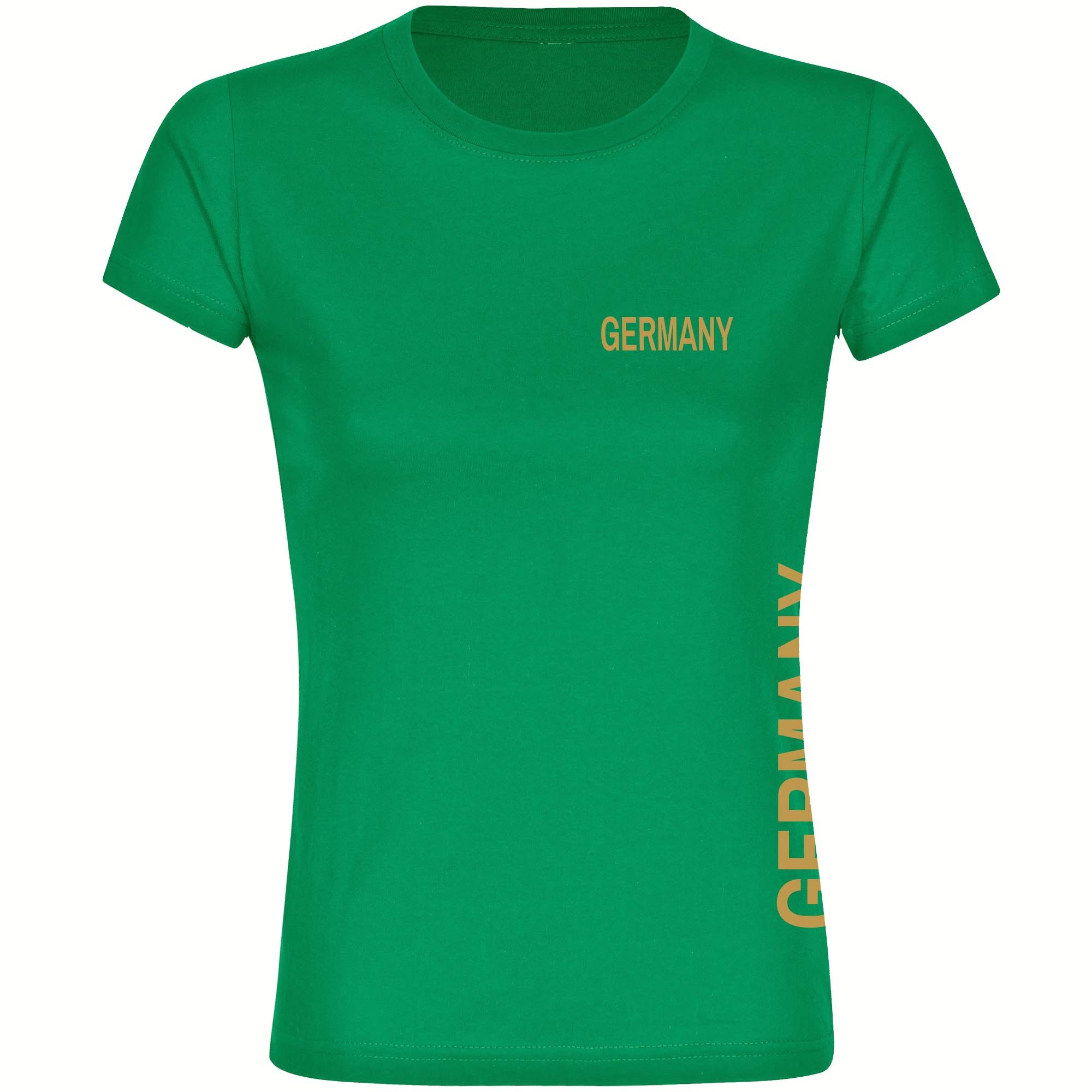 multifanshop T-Shirt Damen Germany - Brust & Seite Gold - Frauen