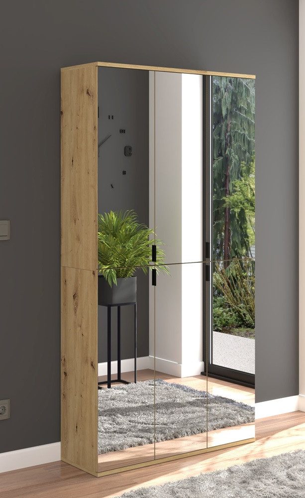 Kleiderschrank Garderobenschrank Projekt X Artisan Eiche, Spiegeltüren, 2-teilig