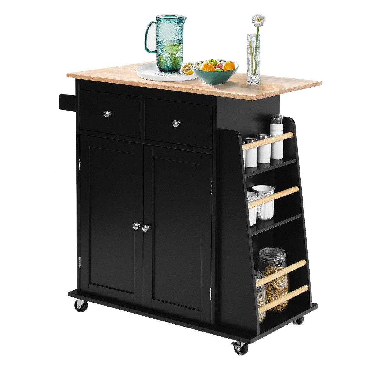 COSTWAY Küchenwagen, mit Arbeitsplatte, Schubladen & Gewürzregal, rollen günstig online kaufen