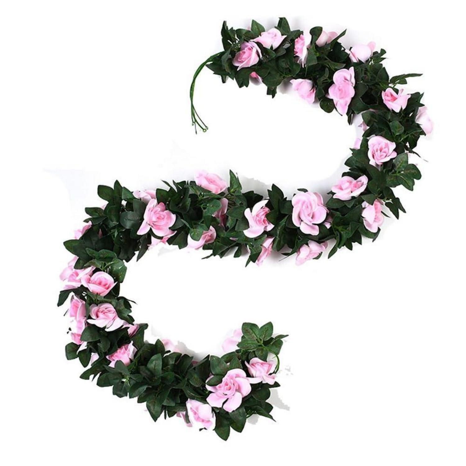 Kunstgirlande Rosengirlande 2.4m Rosa 2Stk, LuxusKollektion, Höhe 10 cm