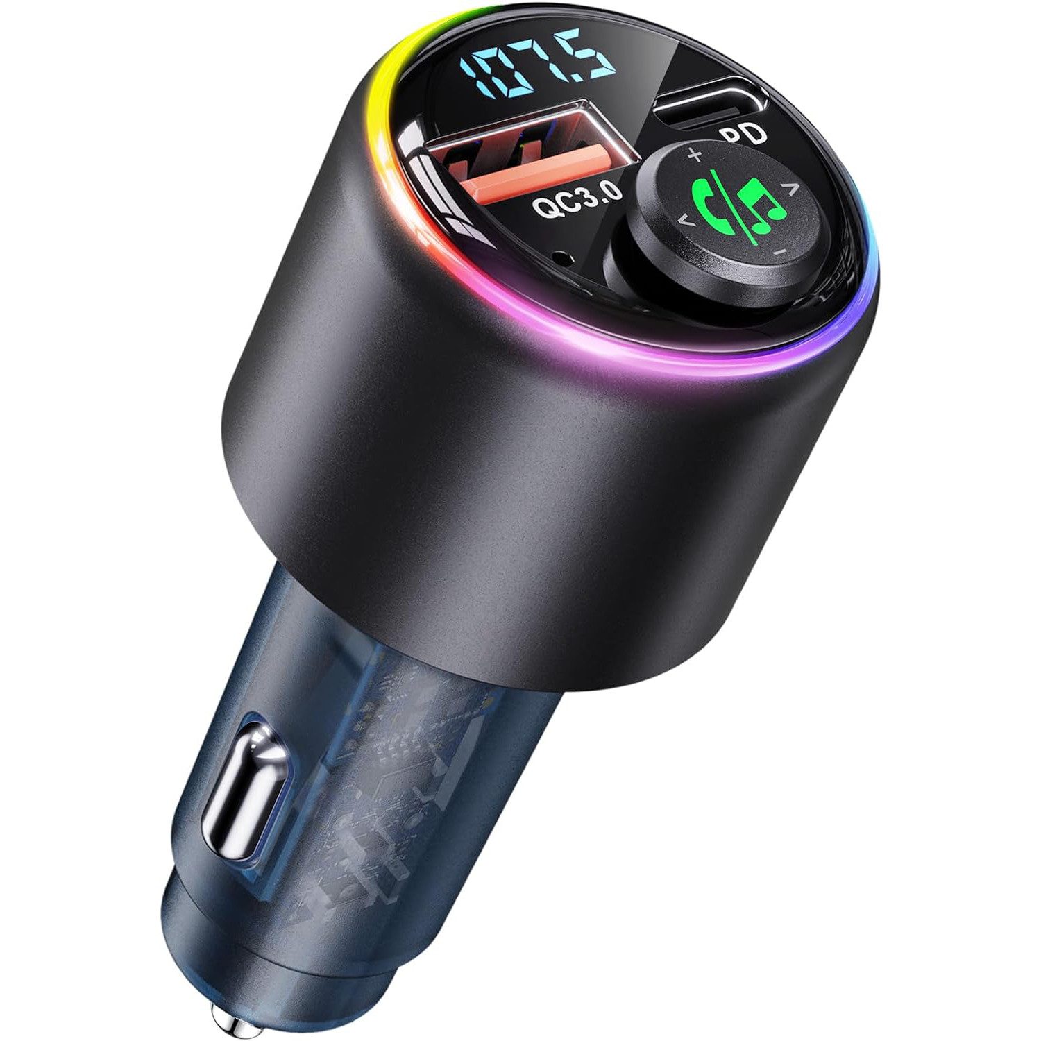 Bluetooth 5.3 FM Transmitter Adapter Auto Aufladung Zigarettenanzünder KFZ-Transmitter