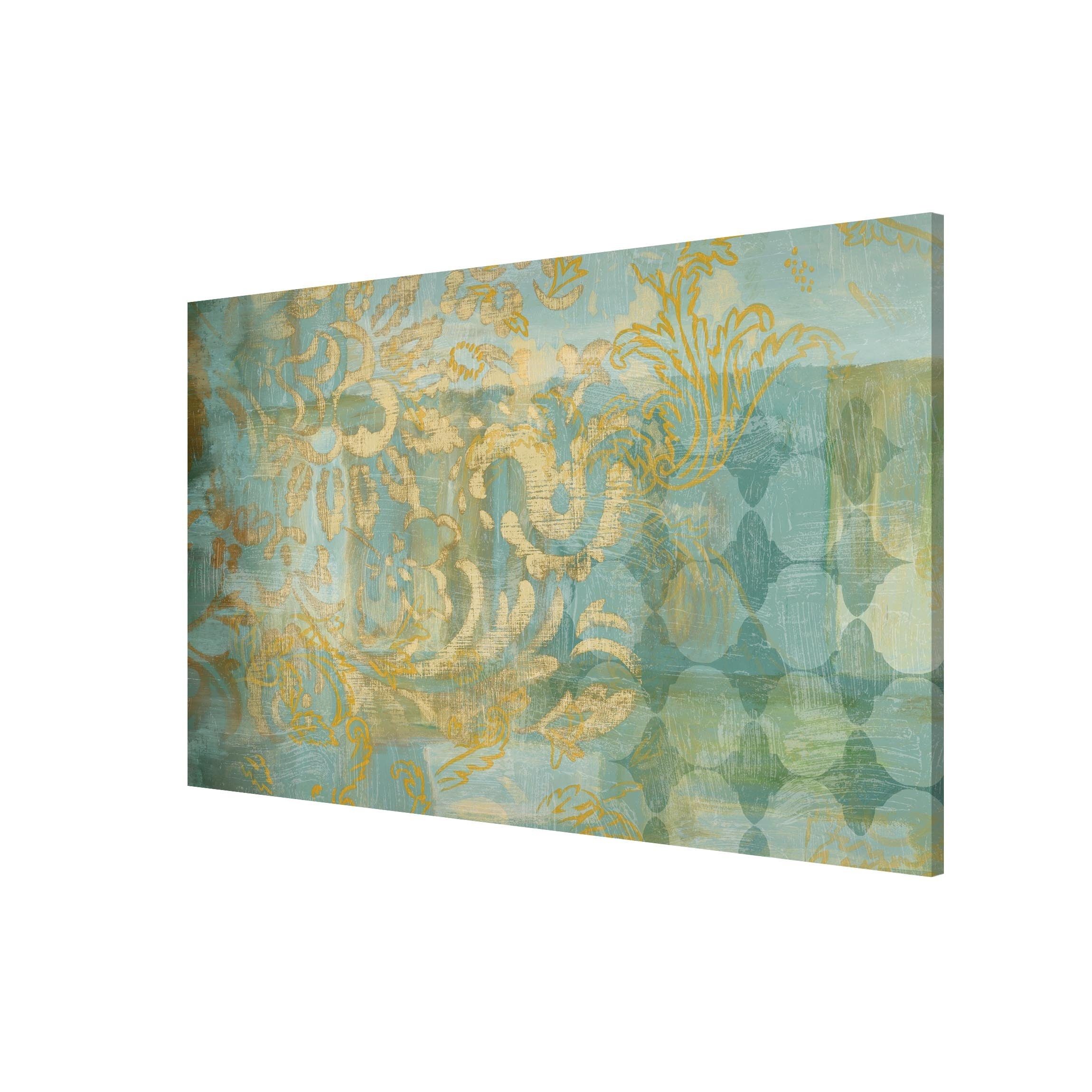 Bilderdepot24 Magnettafel Küche gold Marokkanische Collage in Gold und Türkis, (1-tlg., Magnetboard Pinnwand für die Wand - metallische Tafel für Magnete), Magnetwand groß mit Motiv Büro Memoboard magnetisch Querformat