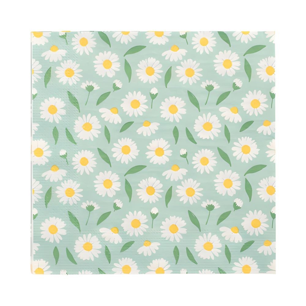 PAPSTAR Papierserviette Servietten, 3-lagig 1/4-Falz 33 cm x 33 cm Lots of Daisies 200 Stk