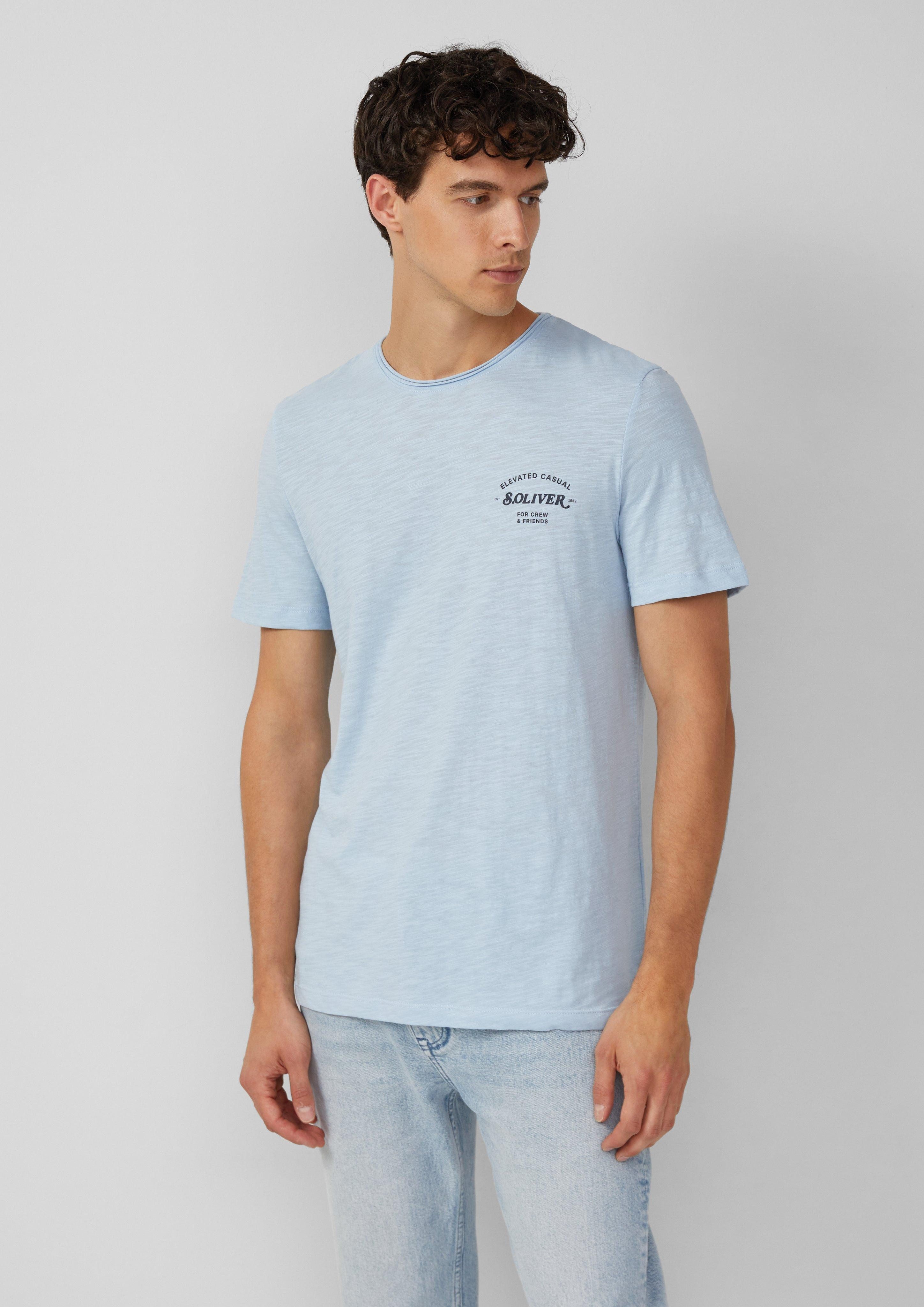 s.Oliver Kurzarmshirt Meliertes T-Shirt mit Rollkante günstig online kaufen