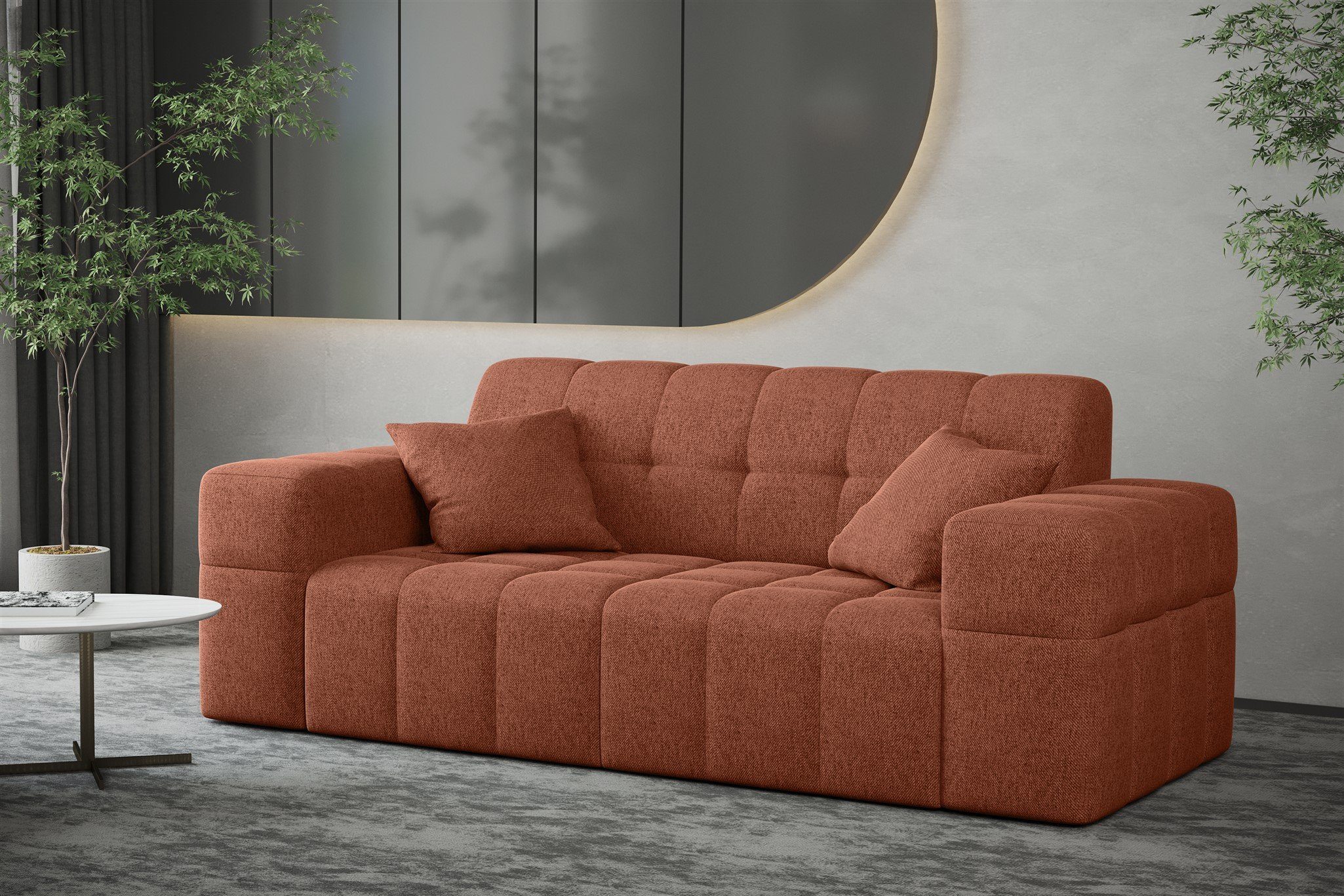 Fun Möbel Sofa Sofa 2-Sitzer Neve, NANCY Rostbraun Rundumbezug Stoff Designer-Sofa in