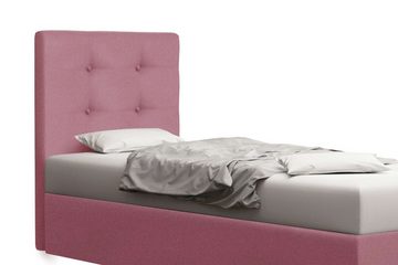 99rooms Polsterbett Indy (Schlafzimmerbett, Bett), 80/90 x 200 cm, Bettkasten, Kopfteil gepolstert