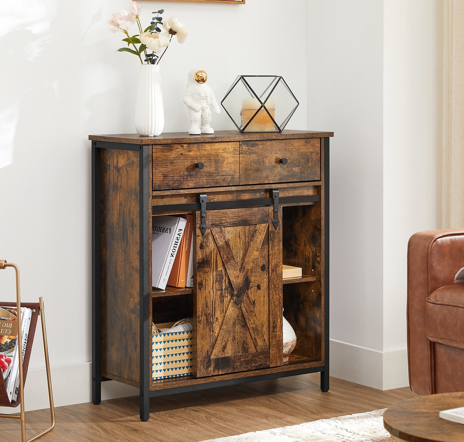 VASAGLE Sideboard Kommode, 70 x 30 x 80 cm, mit Schublade, mit Schiebetür günstig online kaufen