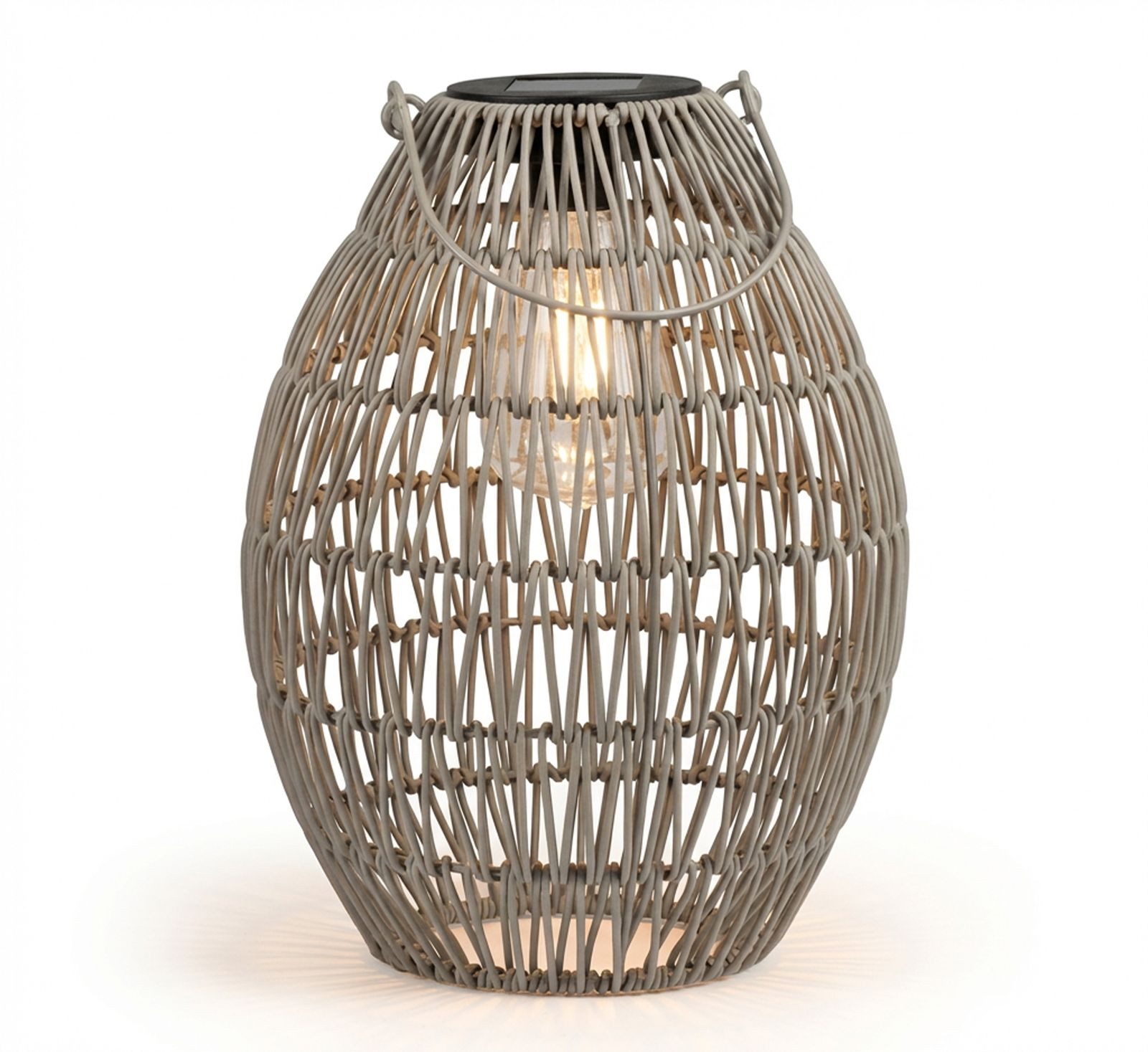 formano LED Laterne Solarlaterne Außen Balkon Metall Laterne Rattan-Look IP44, LED fest integriert