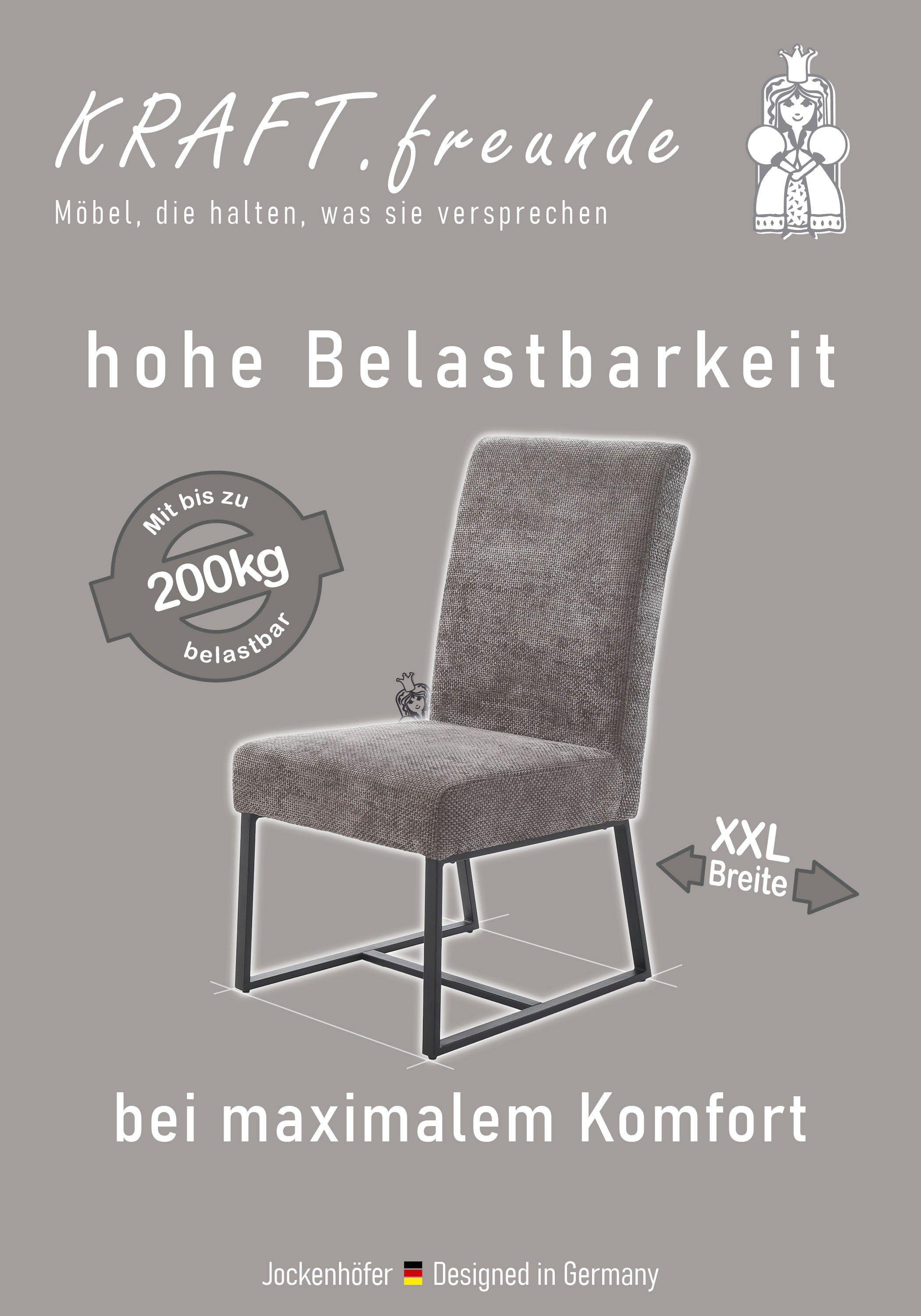 Jockenhöfer Gruppe Kufenstuhl Goliath (Set, 2 St), 4-Fuss-Kufen-Stuhl, bis zu 200 kg belastbar, Taschenfederkern