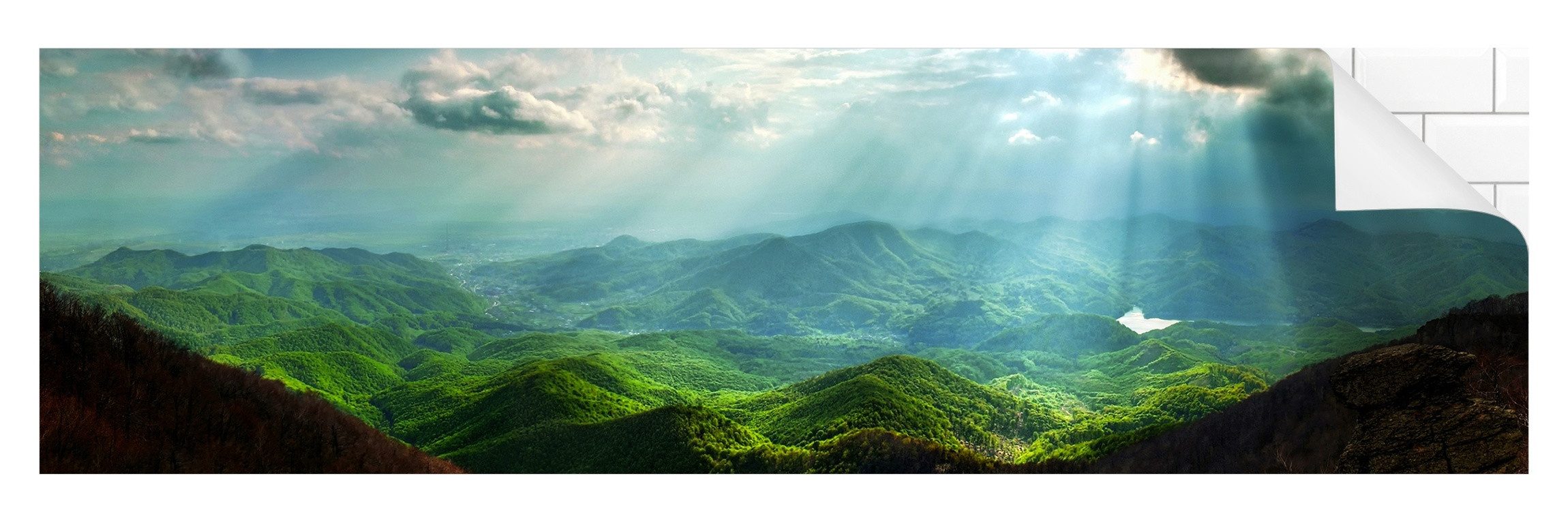 Bilderdepot24 Küchenrückwand selbstklebend grün Wald Motiv, (1-tlg., Nischenrückwand - für Fliesenspiegel ohne Bohren - glänzend), Nischenrückwand fugenlos Wandpaneel Küche Herd