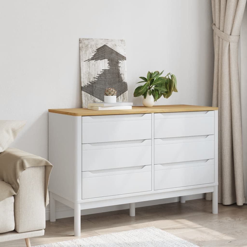 vidaXL Kommode Kommode FLORO Weiß Massivholz Kiefer (1 St)
