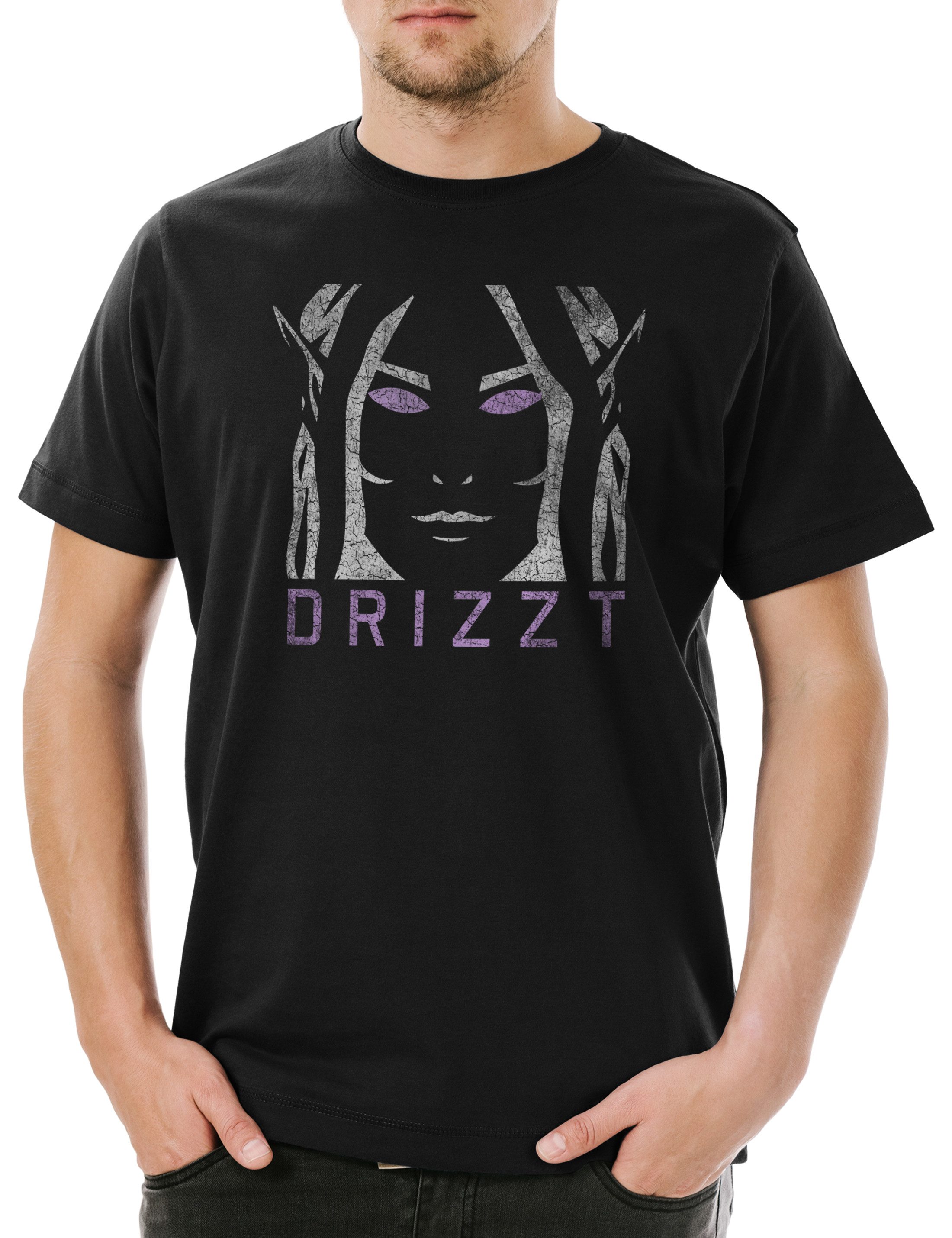 Print-Shirt Dark Elf Face Herren T-Shirt The Legend Drow Drizzt Dark Elf Trilogy