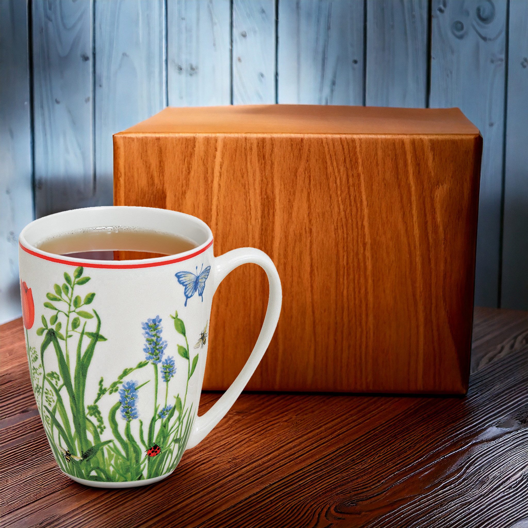 matches21 HOME & HOBBY Tasse Teetassen 2er Set mit Deckel und Teesieb Blumen Mohn, 2-tlg., Porzellan, Tee Kaffee-Becher Kaffeetassen, klassisch, bunt, 300 ml – Bild 5 von 5