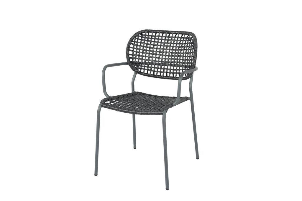 Gartenstuhl Reino Stuhl 60 x 55 x 88 cm Stahl Rope Anthrazit 4er Set
