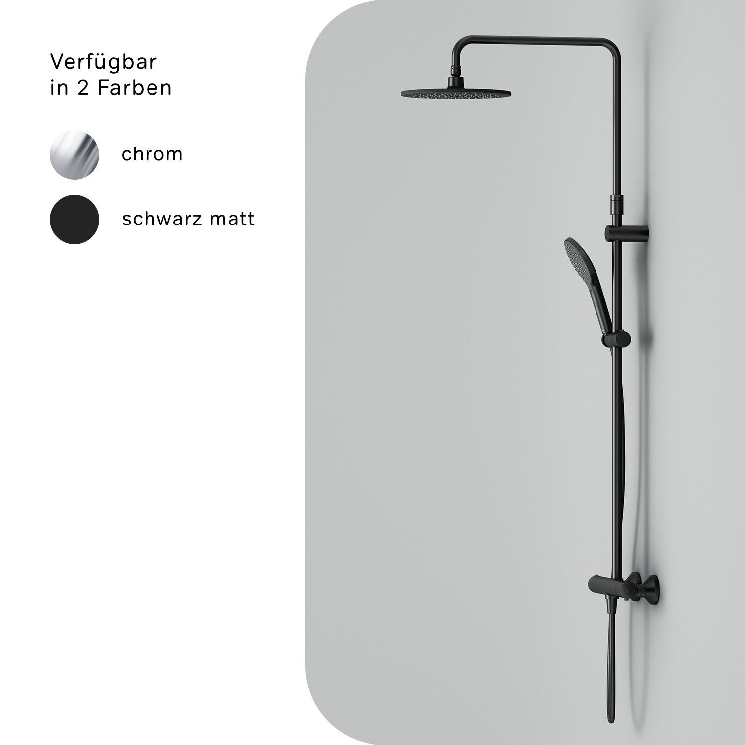 Brausegarnitur Duschstange Antikalk-System, 3 Komplett-Set, Strahlart(en), AM.PM Schwarz Duschsystem Regendusche, Like Komplett-Set, mit Thermostat, mit Höheverstellbarer