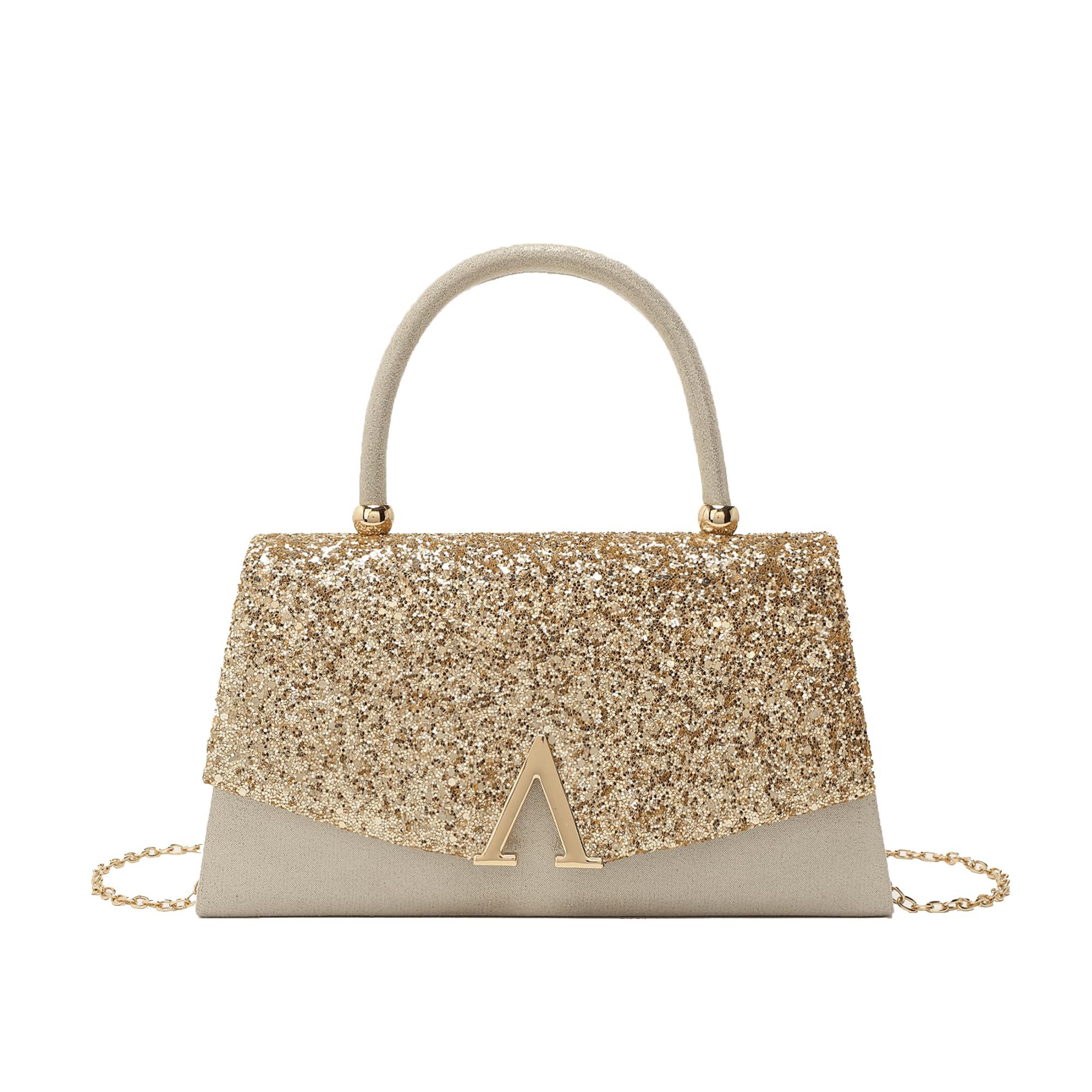 nsihing Clutch Damen Clutch, Glitzer Abendtasche mit Abnehmbarer Kette, Elegante Partytasche für Hochzeit, Ball & Cocktail Veranstaltungen