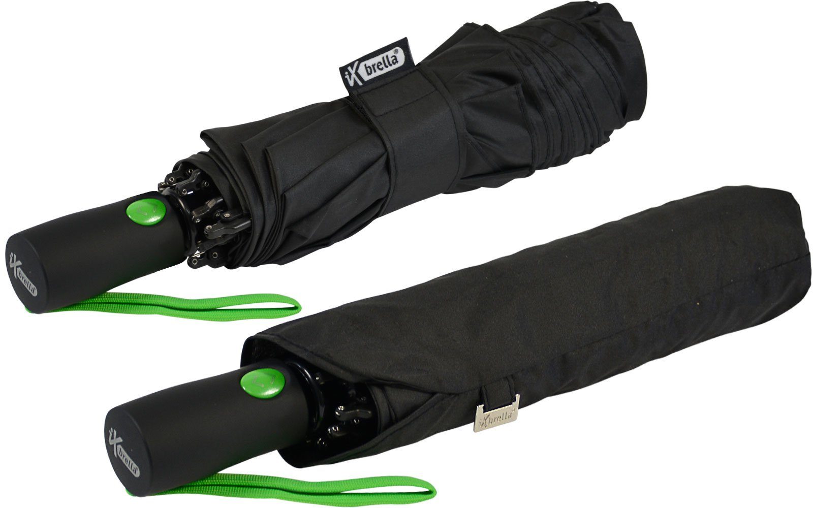 Speichen mit iX-brella bunten Fiberglas-Automatiksch, umgekehrt Reverse schwarz-grün Taschenregenschirm öffnender stabilen