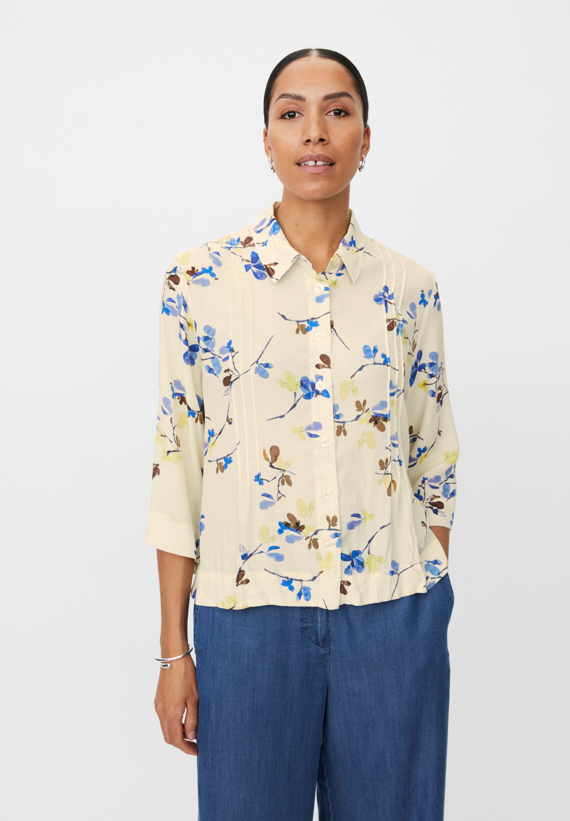 Masai Poloshirt MaIbilisan kurzer kastiger Schnitt, floral Druck