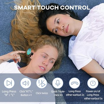 Hendari Kabellos Bluetooth 5.3 mit 4 ENC Mikrofon42Std Spielzeit Touch Control In-Ear-Kopfhörer (Kabellose Kopfhörer mit Bluetooth 5.3 für schnelle und stabile Verbindung., mit LED-Anzeige, USB-C, IP7 Wasserdicht Ohrhörer)