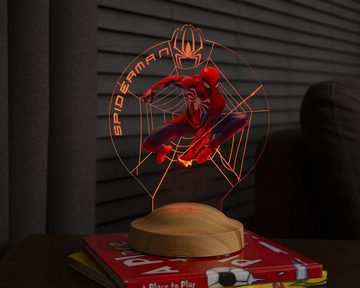 Geschenkelampe Nachttischlampe Spiderman 3D Nachtlicht UV Druck Geburtstagsgeschenk für Jungen, Leuchte 7 Farben fest integriert, Geschenk für Kinder, Spiderman-Fans