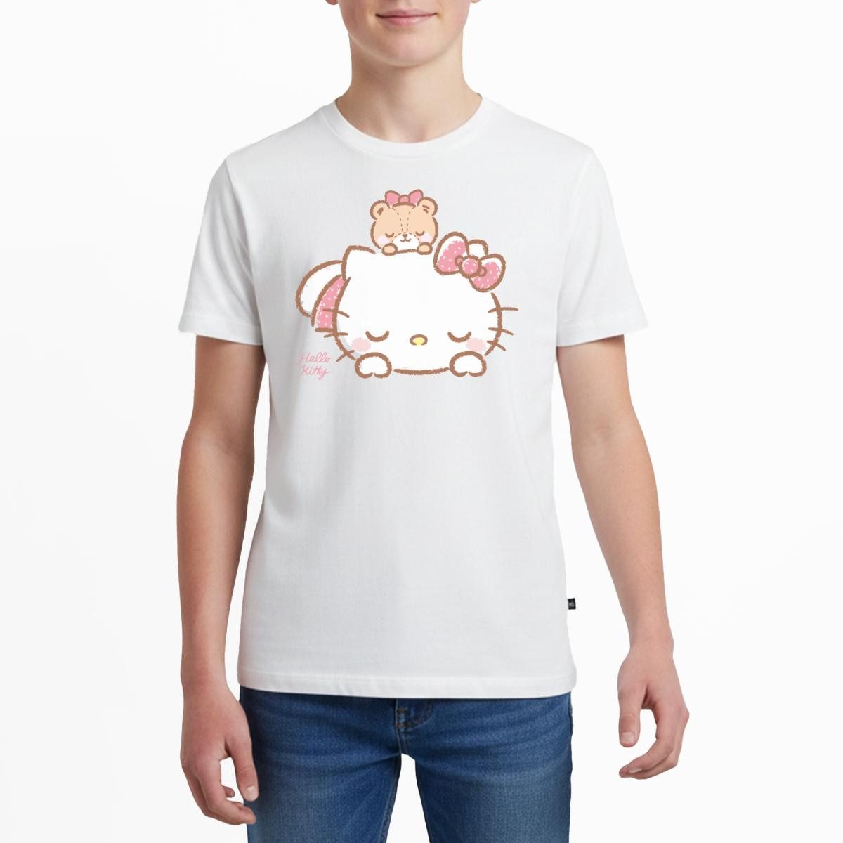 T-Shirt Hello Kitty Mit Teddy Auf Dem Rücken Teenager Premium T-Shirt