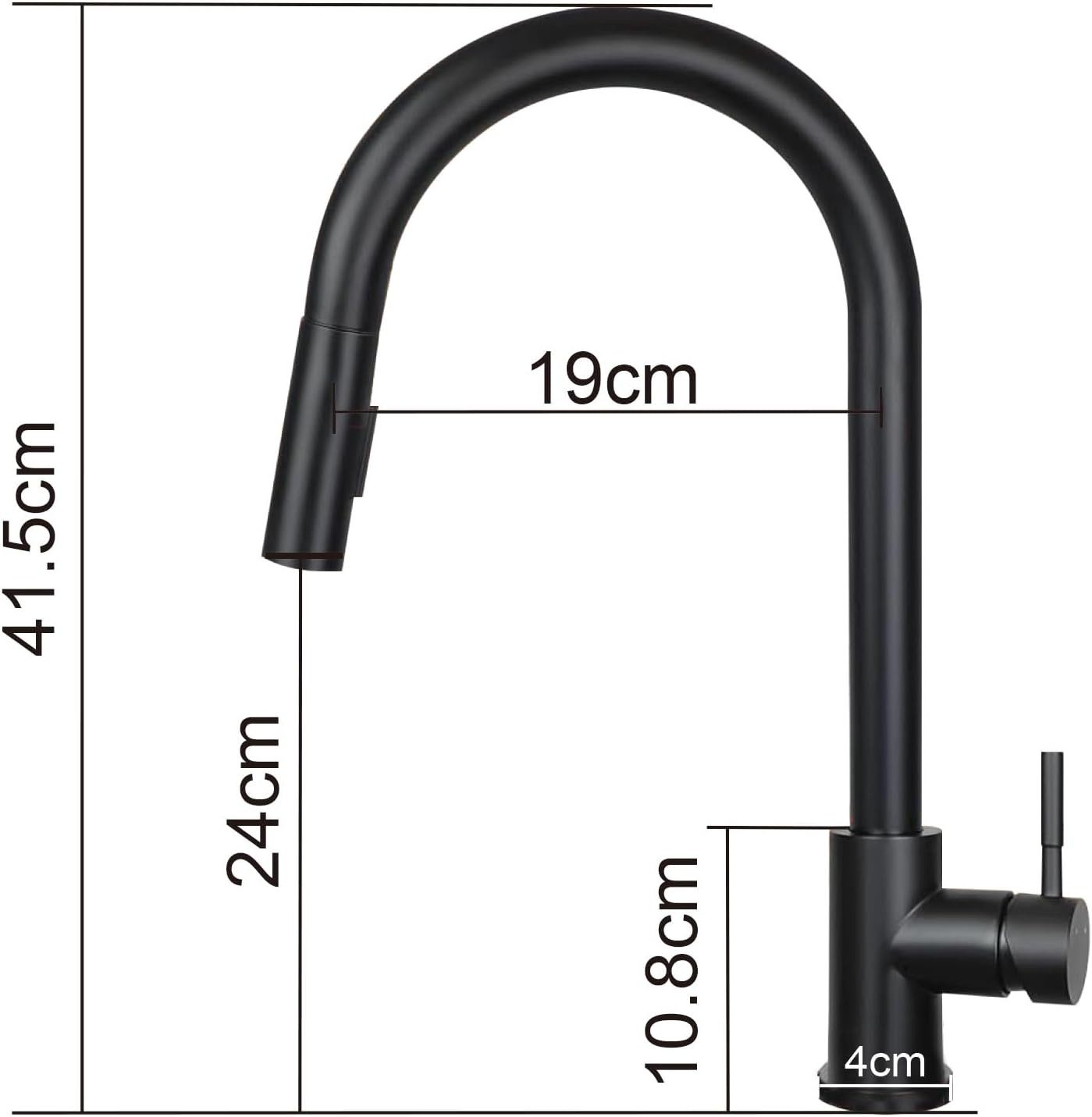 ZMH Küchenarmatur Schwarz/Nickel Brause Edelstahl 360° Drehbar Ausziehbar 2 Strahlarten (1-St)