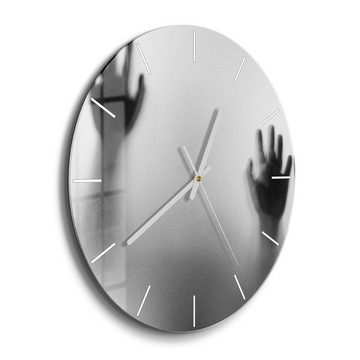 DEQORI Wanduhr 'Zwei Schattenhände' (Glas Glasuhr modern Wand Uhr Design Küchenuhr)
