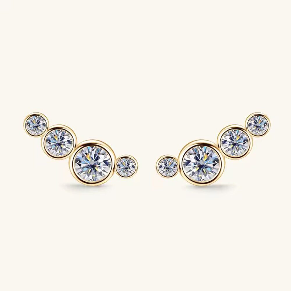 ROUGEMONT Paar Ohrstecker Funkelnde Moissanit Damen Ohrstecker Layering Design Gold, Echtschmuck mit Echtheitszertifikat – Bild 5 von 5