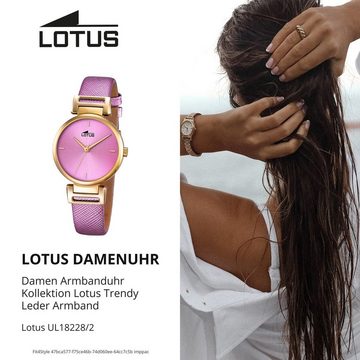 Lotus Quarzuhr Lotus Damen Uhr Analog Fashion L18228/2, Damen Armbanduhr rund, Lederarmband lila