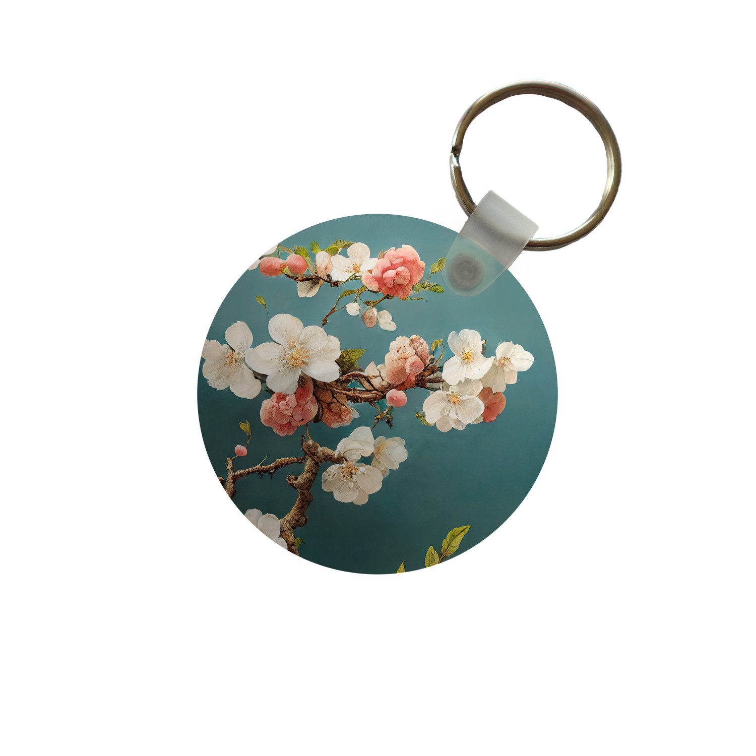 Schlüsselanhänger Blumen - Blüte - Kirsche - Zweig - Weiß