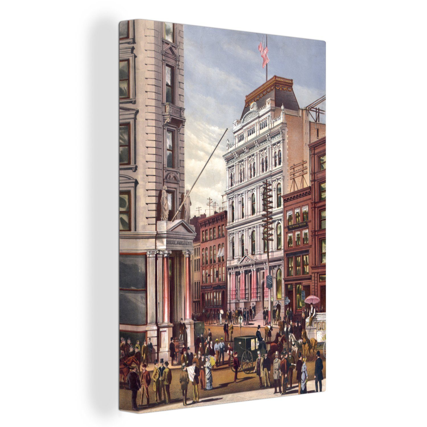 OneMillionCanvasses® Leinwandbild Illustration der New Yorker Börse, (1 St), Leinwandbild fertig bespannt inkl. Zackenaufhänger, Gemälde, 20x30 cm