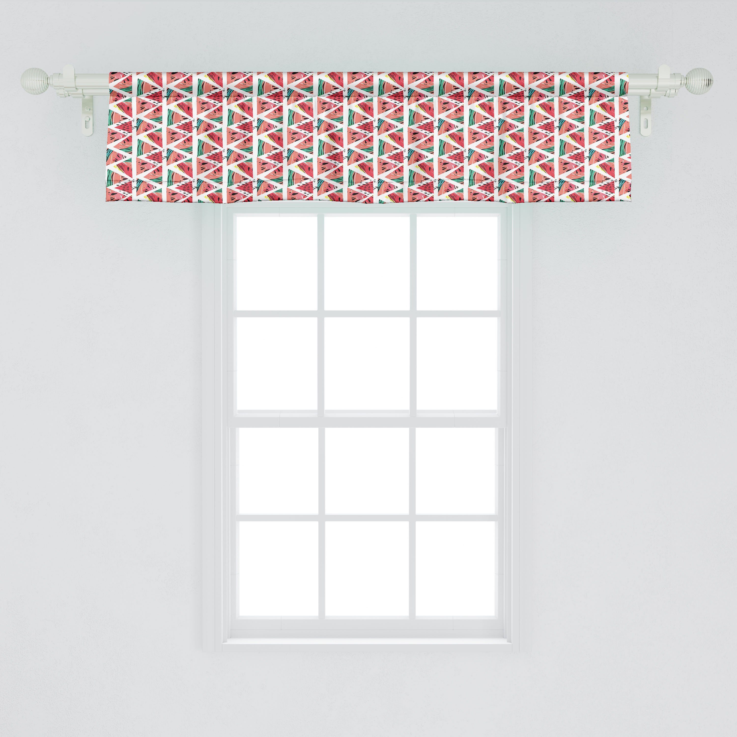 Vorhang Wassermelone Dekor Abakuhaus, Microfaser, Volant Aquarell Küche Schlafzimmer Stangentasche, mit für abstrakte Scheibengardine