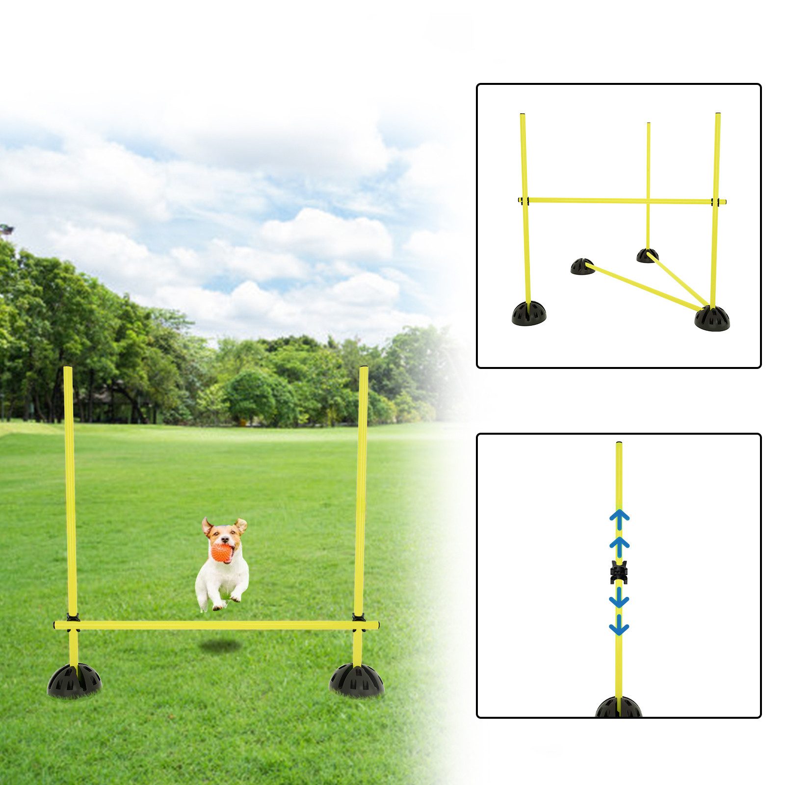 FIVMEN Trainingshilfe Agility Hürdenset Slalomstangen-Set Sprungstangen Höhenverstellbar, für Hürdenparcours Sprungtraining, Trainingsstangen für Konditionelles