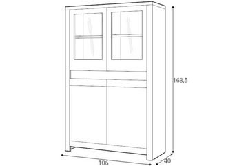 Konsimo Vitrine SKELO Vitrine mit Türen, mit Einlegeböden, Holztextur, zeitloses Design, einfache und funktionale Form, viel Stauraum