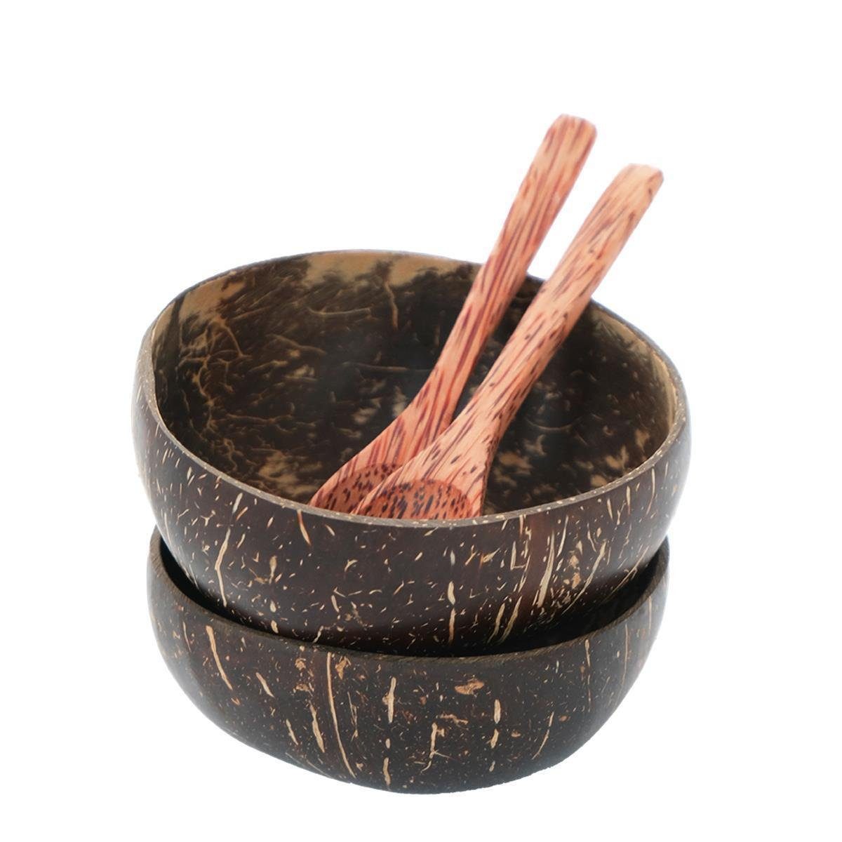 BOURGH Schale SOMBA Kokosnussschalen 2er Set + 2 Kokosnusslöffel - Schale / Bowl, Kokosnuss, (Set), poliert, handgemacht, Naturprodukt. € 18,90