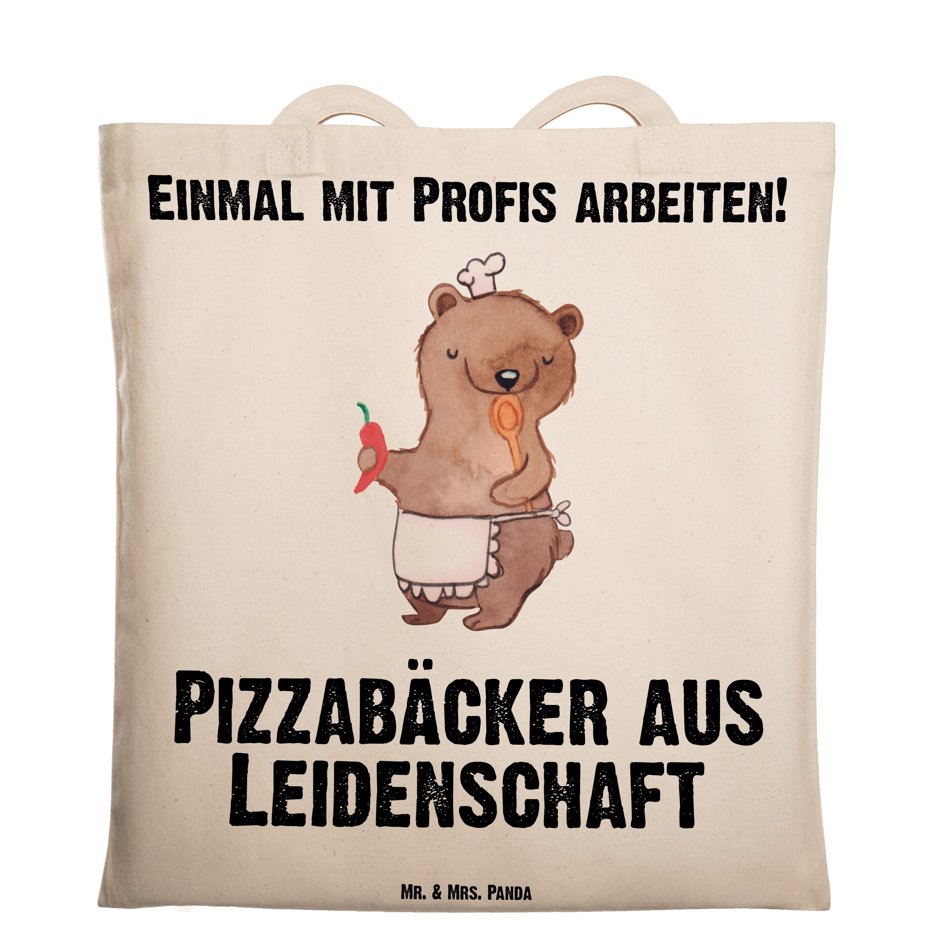 Mr. & Mrs. Panda Tragetasche Pizzabäcker aus Leidenschaft - Transparent - Geschenk, Dankeschön, Be (1-tlg)