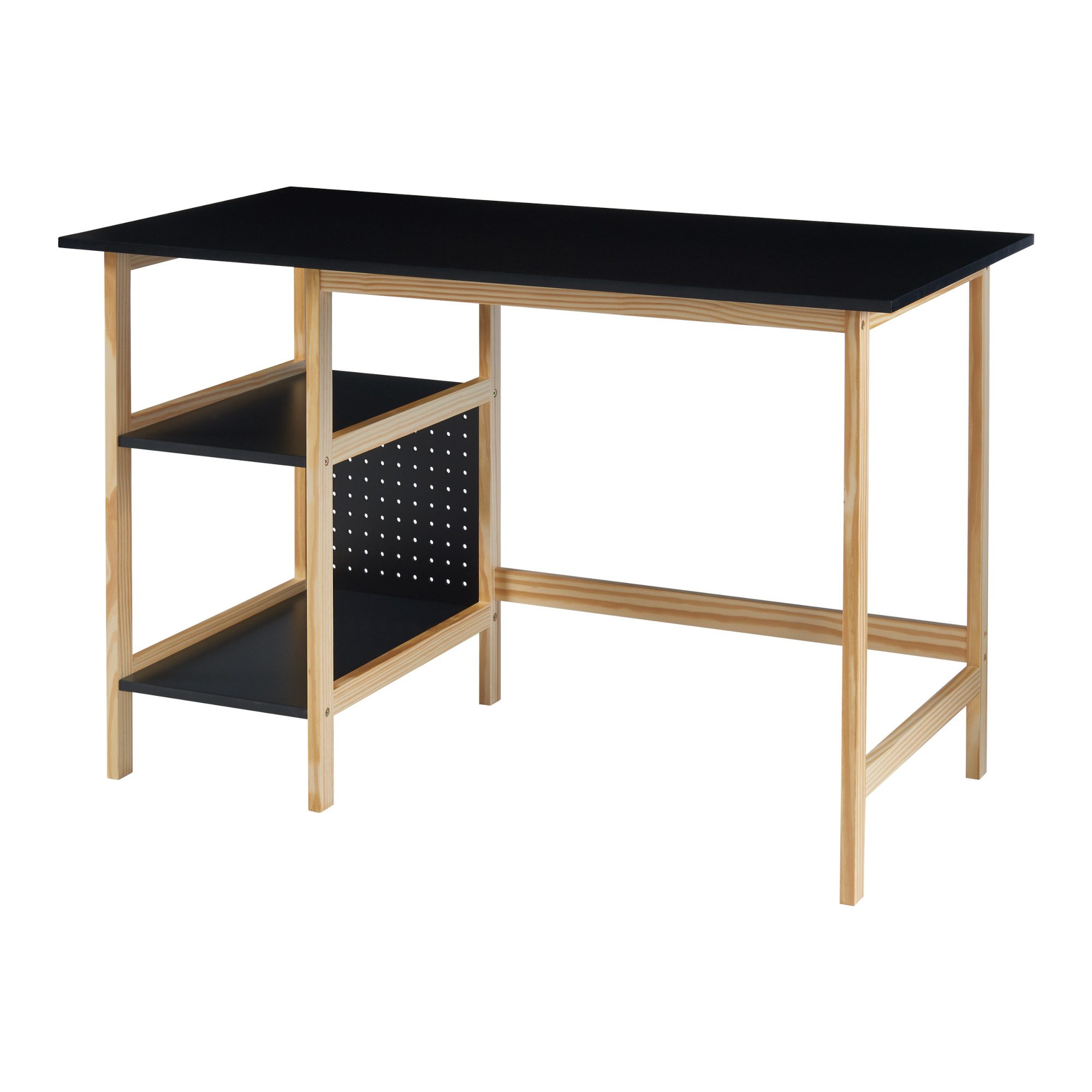 en.casa Schreibtisch, »Dønna« mit unterem Regal 120x60x75cm Schwarz/Holzfar günstig online kaufen